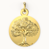 Medaille de bapteme :   Arbre de vie en Or Jaune - Laudate